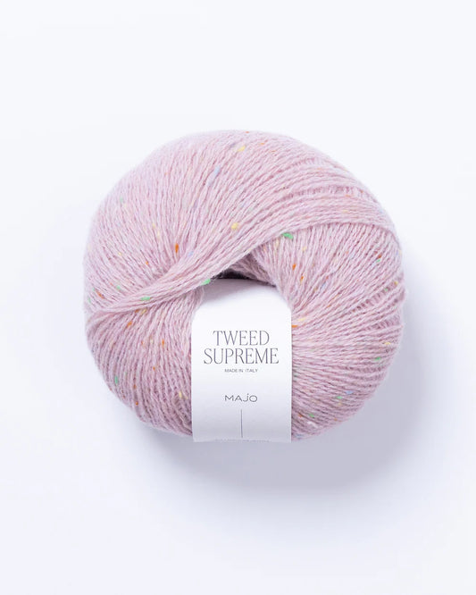 Majo Tweed Supreme (210) "Švelniai rožinės" spalvos mezgimo siūlai
