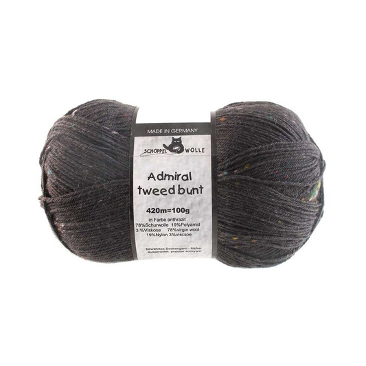 Schoppel Wolle Admiral Tweed Bunt (8805) "Antracitas" mezgimo siūlai