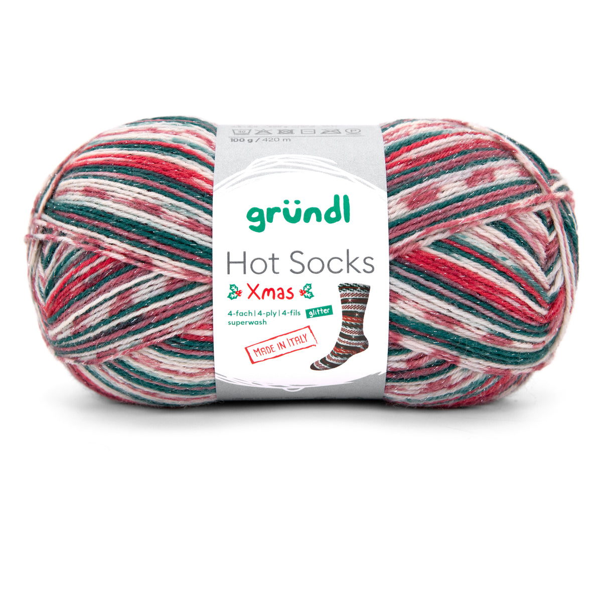 Gruendl Hot Socks kalėdiniai blizgūs (6498) mezgimo siūlai